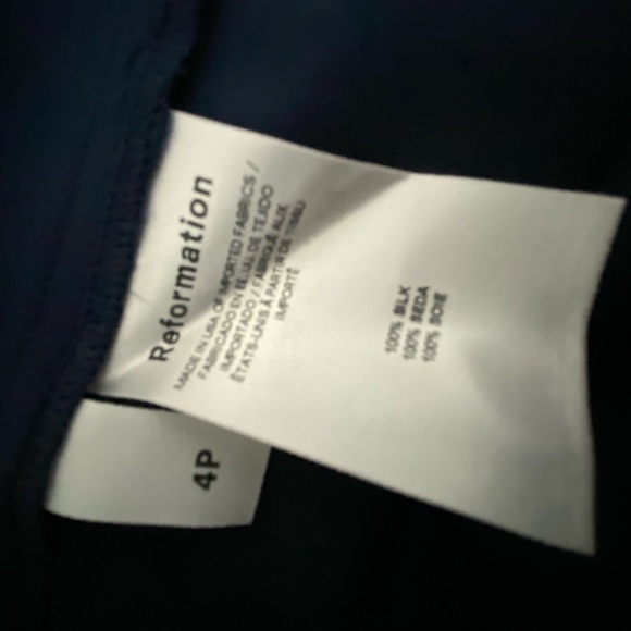 Reformation Silk Frankie Dress Navy - Picture 4 of 6